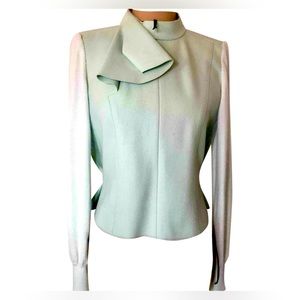 Louis Vuitton Cashmere Jacket Green Ruffle Embellishment Cowl Neck
